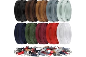 DOITEM Lot de fermetures éclair sans fin avec fermeture éclair de 5 mm de 20 m - Avec 40 curseurs en métal pour vêtements, sac, trousse à crayons, linge de lit - 10 couleurs