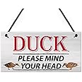 RED OCEAN DUCK! Please Mind Your Head Friendship Home Gift Hanging Plaque Notice Step Sign