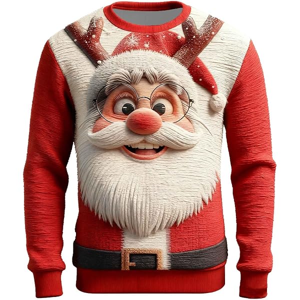 Generico Felpa Natalizie da Uomo Sweatshirt Senza