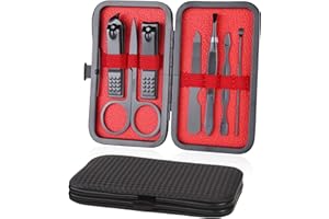 URAQT Nail Clippers, 7pcs Professional Manicure Set, Nail Scissors and Ogonebrow Care Kit, Stainless Steel Nail Care Tools wi