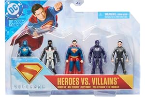 DC Comics, SUPERMAN Heroes Vs. Villains 5-Pack, 7-cm Action Figure, Stylised Superhero Figures with Dynamic Poses and Battle Ready Armour, Kids’ Toys for Ages 4+