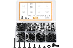 YOUYIDUN 780 Pcs M3 Vis à Tête Fraisée avec Ecrous, Vis à Tête Plate Boulons et Écrous, Assortiment de Boulons Vis à Mécanique à Tête Cruciforme avec Ecrous