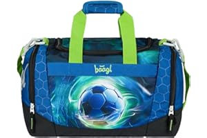 Baagl Sporttasche für Jungen, Reisetasche für Kinder, Schwimmtasche Kompakt und Robust für Sport, Schule und Reisen (Fußball Ball)