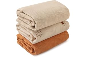 Soarwg Kids Muslin Cloth Baby Swaddle Cloths for Newborns, Pack of 3 Muslin Blankets, Large 95 x 100cm Baby Blanket - Baby Swaddle Blanket Burp Cloths, Swaddle Cloth Essential Items for Baby Shower