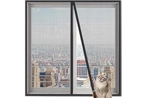 XIEMINLE Protective Window Mesh with Zipper for Cat, Custom Size Cats Window Safety Net for Cats Protection, Fly Screen Self-Adhesive Netting Anti-Mosquito Insect,W*H:90 * 120cm,Position 9