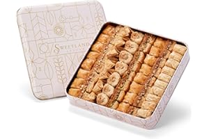 SWEET LAND Sweetland London Bitesize Baklava Selection – 1 kg | Fresh Handmade Traditional Lebanese Baklava | UK Made | Tin Gift Box | Present for Ramadan, Mother's Day, Easter, Eid & Birthday