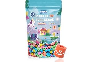 Smowo® 2000 Stora pärlor på 10 mm, för barn från 3 år, 6 pastellfärger, XL-pärlor – Set med kreativa pärlor