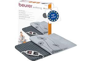 ‎BEURER Beurer HK 125 poduszka grzewcza (format XXL, 6 poziomów temperatury, automatyczne wyłączanie i przełącznik LED, można prać w pralce), 60 x 40 cm, szara