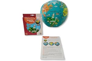 JUEGACONMIGO CALY - Globo terráqueo hinchable 30cm. Aprende Jugando. Plástico duradero. Castellano (Pequeños Viajeros)
