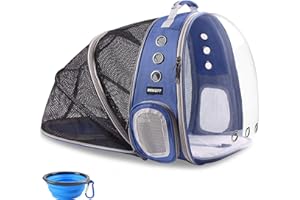 BEIKOTT Zaino posteriore espandibile per gatti, cani e animali domestici, per cani di piccola taglia, cani e uccelli, zaino trasparente con capsula spaziale per viaggi/escursionismo/all'aperto (blu)