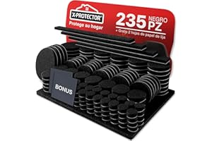 Almohadillas de Fieltro para Muebles X-Protector 235 Piezas, Negro - Fieltro Adhesivo, Fieltros para Sillas - Mejores Protectores de Suelo de Madera - Protectores de Suelo para Muebles