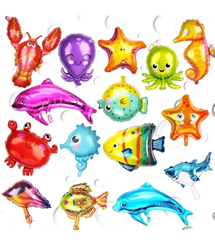 20er-Set Meerestier-Folienballons Für Kindergeburtstage – Bunte Fisch-, Hai- & Wal-Ballons | Partydeko Unterwasserthema