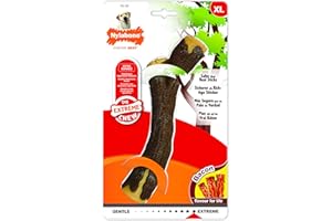 Nylabone Extreme Tough Dog Chew Toy Wooden Stick, Durable, Cleans Teeth, Bacon Flavour, XL, for Dogs Over 23 kg