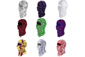 Michear Winter Beanie Hat Men Warm Fuzzy Knitted Balaclava Distressed Full Face Ski Mask Windproof Knitted Fuzzy Balaclava Ski Balaclava