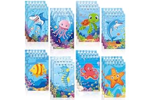 Dianelhall 24 Pièces Mini Carnets d'animaux Marins Cahier à Spirale Mini Bloc-Notes Petit Carnet de Notes Faveur de Fête sur Thème de Mer et Océan pour Cadeau Enfant Classe École (Style Animal Marin)
