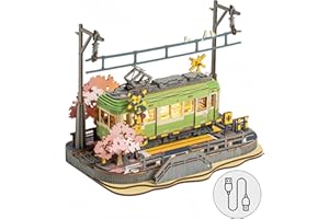 ROWOOD Viaggio Nei Sakura Puzzle Legno 3D, Kit Modello in Legno Da Costruire Per Adulti, Kit Fai Da Te Per Costruire Tram Giapponesi Sakura, Ideale Come Regalo Di Natale E Compleanno
