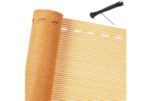 DETEX Privacy Screen Balcony Protect Rectangle Deck Patio Backyard Fence Porch Garden Sun Shade UV Wind Protection 1.4x10m Beige