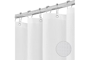 KAIMEIYU Tenda Doccia in Poliestere Waffle Tenda da Bagno in Tessuto Lavabile in Lavatrice con 12 Metallo Anelli Impermeabile 180X180CM Bianco