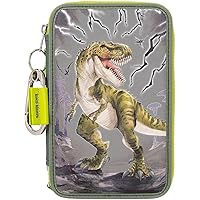 Mexpekil Federmäppchen Dinosaurier - Rundes Stifteetui Für Kinder Blau