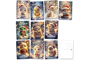 Berninja Weihnachtskarten Set – 20 Postkarten, 10 Designs, Vorderseite mit Hochglanz-Lack, Format A6