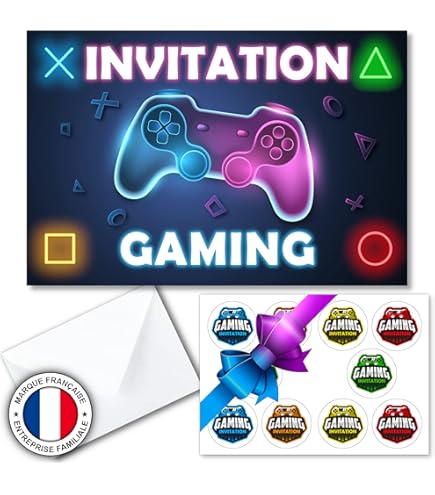 Carte D Invitation Anniversaire Garcon 12 Cartes Invitation Anniversaire Jeu Vidéo - Thème Manette - Avec Enveloppes - En Français Fête Enfant Adolescent Jeu