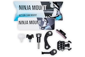 NINJA MOUNT Pack grande – Soporte de cámara de acción para casco de cara completa | Compatible con GoPro, Garmin & Rollei | Montaje especial para cascos DownhillATVMotocross con visera |