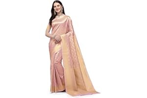 Jaanvi fashion Damen Kerala Banarasi Seide mit Zari Jacquard Arbeit Saree mit ungesäumtem Blusenteil
