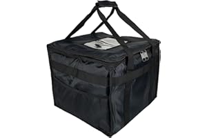 LEDSA MART HFB45L Wärmespeichertasche für Pizza, Takeaway, Restaurant, Picknick, indisch, Chinesisch, Kebab, Catering, Liefertasche, thermisch isoliert, 38 x 38 x 32 cm, Schwarz
