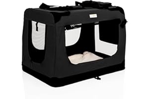 Fabric Dog Crate in Black, M Size 70cm, Cat Pet Carrier by Cozy Pet Folding Transport Travel Cage Ideal for Dogs, Puppies, Cats, Rabbits, etc. FDC-M-BLK