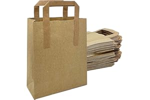 Paper Bags with Handles - 50 Medium Brown Paper Bags 8.5x10x4.3” - Perfect for Lunch, Takeaway, Grocery and Party use by DHANZIPAK