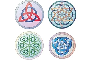 GORGECRAFT 8PCS 6.3 Pulgadas Nudo Ventana Calcomanías Estático Triquetra Símbolo Vidrio Puerta Corrediza Adhesivo Se Aferra Película de Vinilo Impermeable Dormitorio para Evitar Detener Pájaros