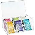 Relaxdays Box Porta Tè E Tisane – 6 Scomparti, Con Coperchio, 9x21,5x15 Cm, Plastica Trasparente