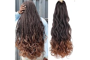 WoWCFyyds French Curl Braiding Hair 20 Inches (50 cm) Loose Wave Crochet Braids Hair 4 Packs Large Wavy Synthetic French Curly Braiding Hair Extensions (150 g/Packs .1B/30)