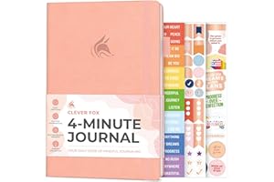 Clever Fox Four-Minute Journal – Daily Positivity Journal with Prompts – Motivational Affirmation, Mental Health & Habit Tracker (Light Pink)