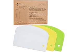 Teigschaber Set: 3x Teigschaber Karte zum Backen – Schaber Kunststoff – Teigschneider und Teigkarte Set – Spachtel Backen – Spachtel Küche – Kuchenschaber – Spachtel für die Küche von LIVAIA