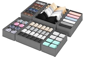 VORHOT 6er Schubladen Ordnungssystem Kleiderschrank Organizer, Faltbare Aufbewahrungsbox Stoff, Unterwäsche Organizer Schublade, Schrank Schubladentrenner für Kleidung, BHS, Socken, Krawatten