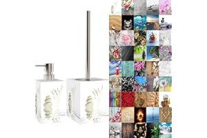 ‎SANILO Sanilo Badezimmer Set, Seifenspender und WC Bürste mit Motiv, große Auswahl, Klobürste ohne Bohren, schöne Designs (Balance)