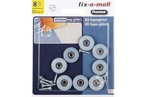 fix-o-moll 3566106 - Set di pattini slittanti per spostare mobili, adesivi, 22 mm, 8 pz.