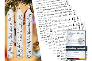 Sugeru 6 PCS Kerzentattoos Weihnachten (200+ Muster) - DIN A5,Wassertransferdruck | DIY asserschiebefolie Kerzen | Kerzenaufkleber Weihnachts Sticker | Kerzen Dekorieren | Ostern,Adventskerze (Ⅲ)