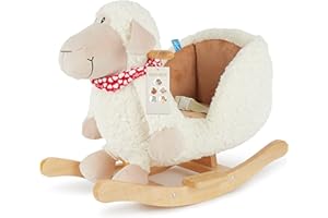 ‎BIECO Bieco Plüsch Schaukeltier Schaf | Kinder Schaukelstuhl mit Sicherheitsgurt | Baby Schaukel | Schaukel Kleinkind | Schaukeltier Baby Zimmer | Schaukelwippe ab 9 Monate | Schaukelpferd Holz
