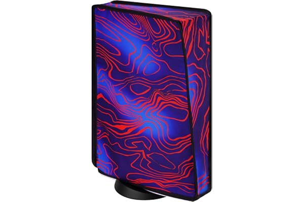 PlayVital Housse Anti-Poussière pour ps5 Accessoire Protection,Dust Cover pour ps5 Standard & Digital Console Cache-Poussière Nylon-Vertical,Damas