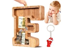 SummiDate Wooden Letter Money Box for Kids, Personalised Piggy Bank for Boys Girls Toddler, Alphabet F Money Banks| Coin Bank Birthday Gift for Kids|Children's Gift(Initial-F)
