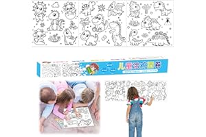 KOIROI Rouleau de dessin pour enfants, rouleau de papier de coloriage pour enfants, rouleau de papier à colorier pour enfants, grand rouleau à colorier pour enfants, bricolage graffiti(dinosaures)