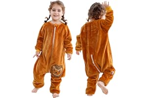 HAHASHOW Pijama Manta Niño Franela Saco De Dormir Con Pies Tog 2.5 Buzo Bebe Invierno Ropa Bebe Niña 18-24 Meses, León