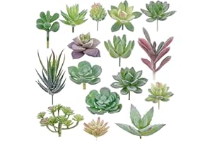 Augshy Artificial Succulents, 16 Pack Fake Succulents Plants Artificial Small Fake Plants Faux Succulents Unpotted for Lotus Landscape Decorative Garden Arrangement Decor,Green