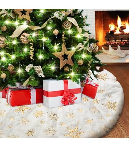 Jupe De Sapin De Noël RUNMKUO 90 Cm - Cache-Pieds Décoratif - Rouge Et Doux