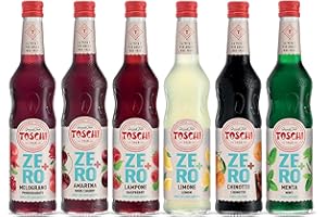 Drink Zero + Toschi 560 ml NUOVI GUSTI, Sciroppo Senza Zucchero nei gusti: Amarena, Chinotto, Limone, Lampone, Melograno e Menta.