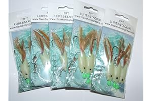FFT 5 Packs Daylight Hokki 3 Hook Size 7/0 Mackerel Cod Feather Rig Fishing Bass Daylite