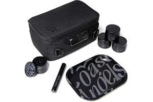 Luktfri väska med grinder, 3 burkar, rolling tray, tub | Komplett rolling-set, Luktfri behållare, Med lås, Som present
