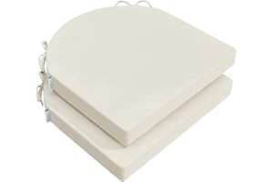 PRIMEPATIO Seat Pad for Dining Chair Set of 2, Patio Seat Cushions with Ties for Garden Kitchen, U-Shape Foam Comfortable Chair Pad for Indoor Outdoor, 40 x 40cm, Beige